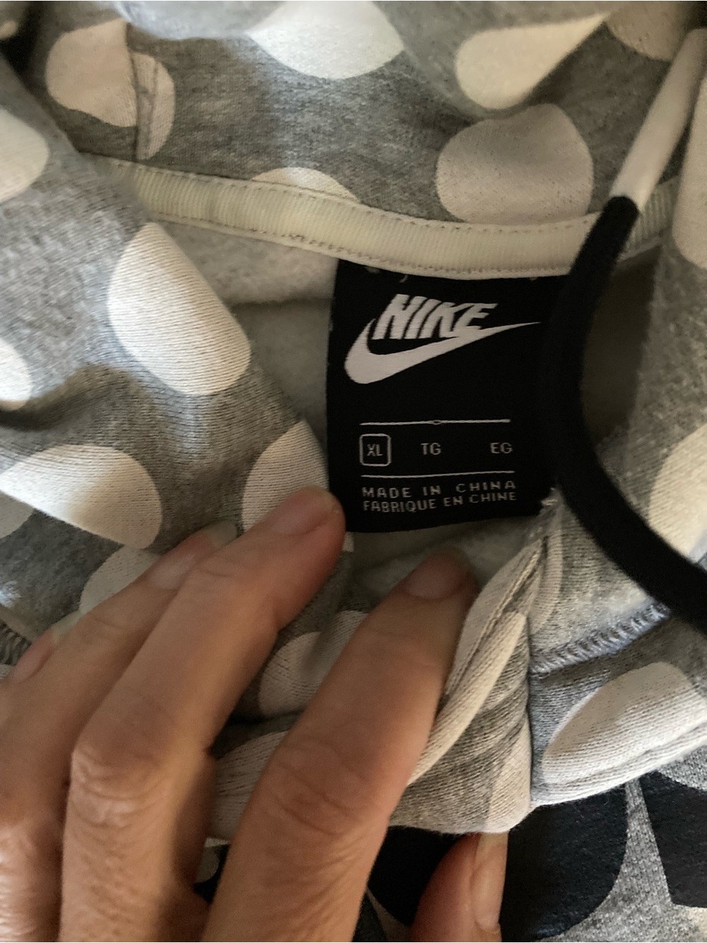 Nike Gray and White Polka Dot Hoodie - Picture 2 of 2